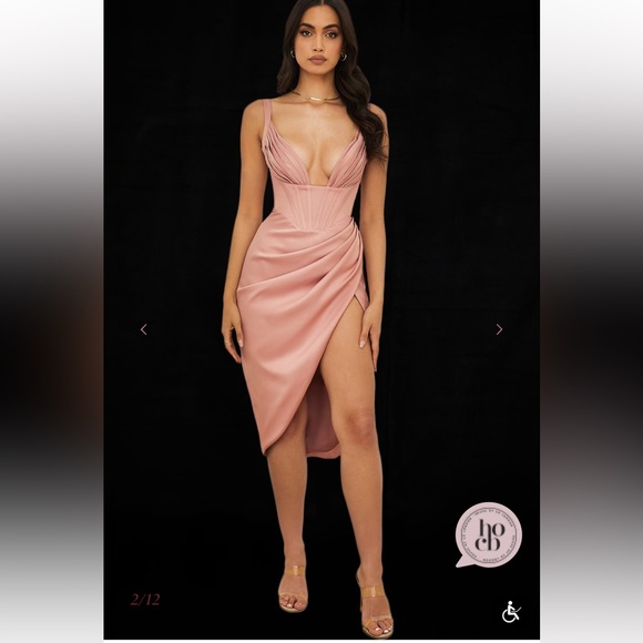 House of CB FAYE
Rose Satin Pleated Midi Dress size XS new without tags - Picture 2 of 8